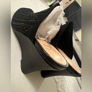 Lauren Lorraine Black Wedge Shoes